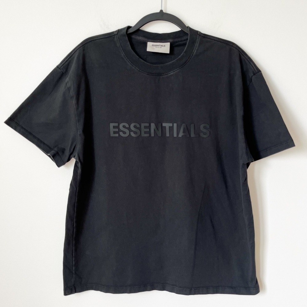 Fear of God Essentials T-Shirt Silicone Spellout Logo Black Mens Small